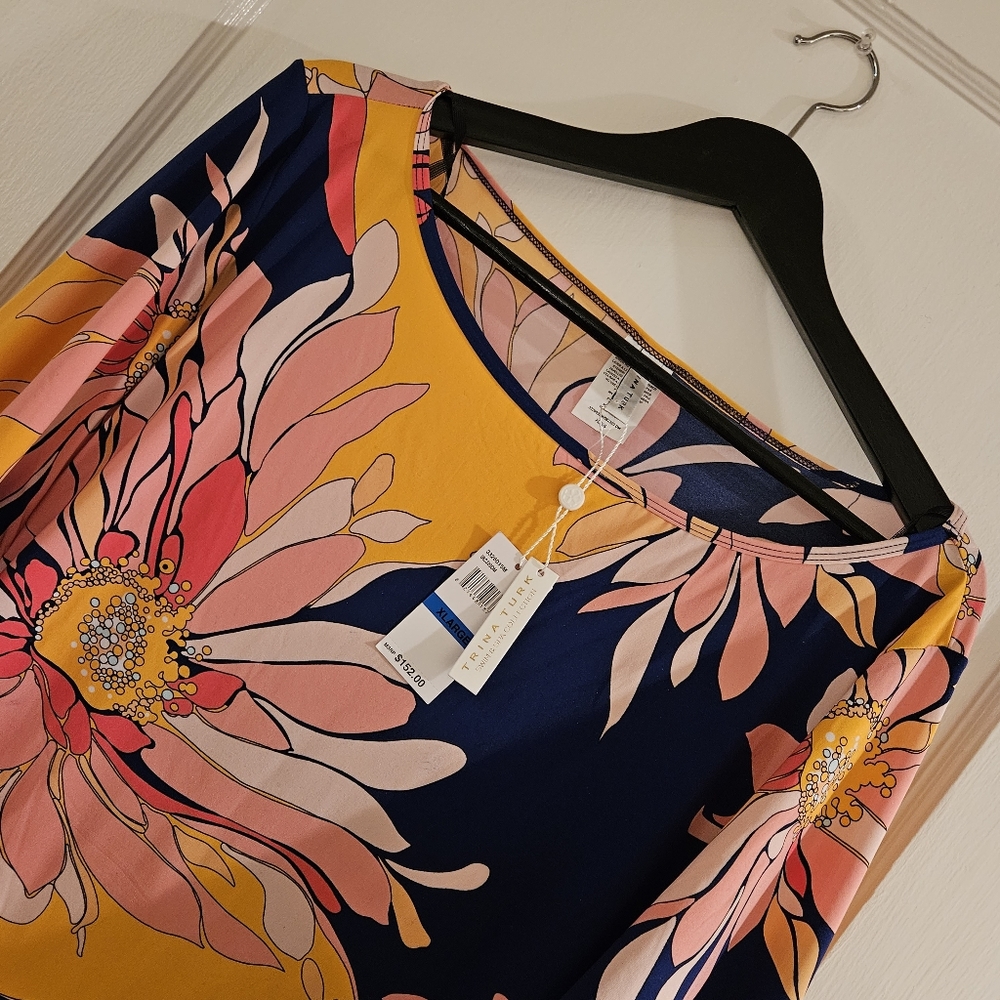 Trina Turk 'Breeze' Draped-Sleeve Tunic Swimsuit Cover-Up, Multicolor NWT - Picture 15 of 16